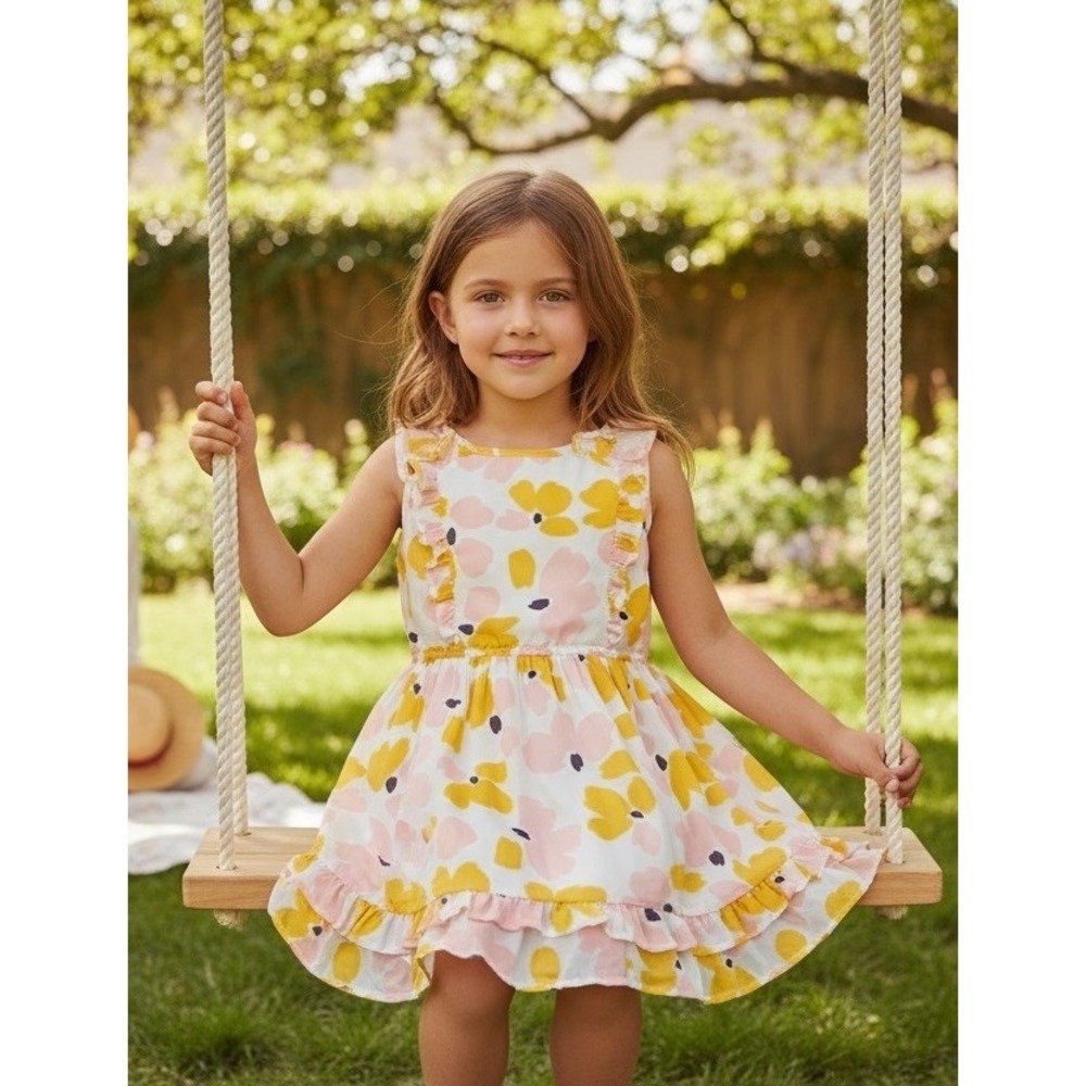 KATE SPADE Girls‎ Pink & Yellow Chiffon Floral Dress 5T